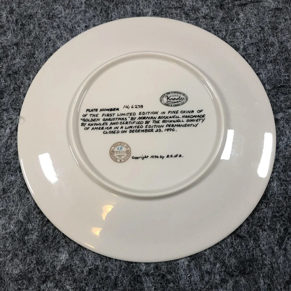 Vintage 1976 Knowles Norman Rockwell Golden Christmas Plate USA‎ Limited Edition